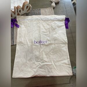 Botkier Beige Cotton Purple Drawstring Dustbag Cover Travel Bag